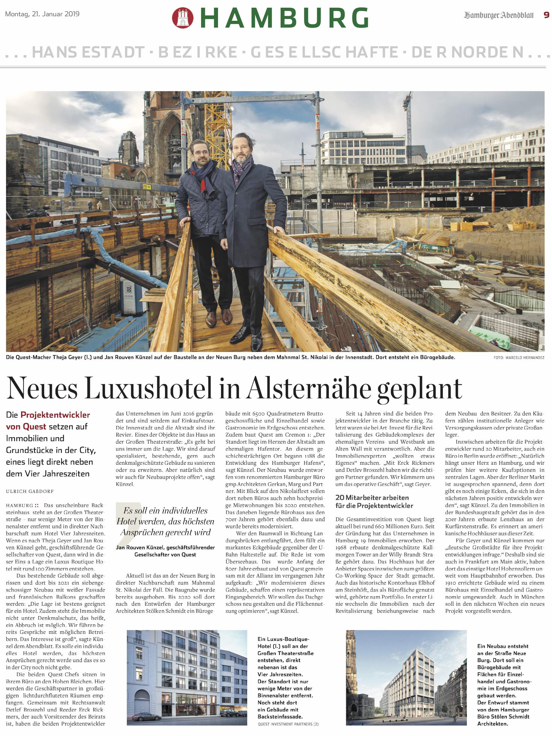 Plans For New Luxury Hotel Near Lake Alster Quest Investment Partners
